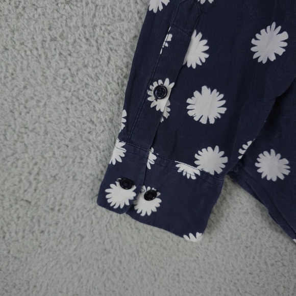 Equipment Shirt Womens Medium Blue White Floral Lynn Daisy Silk Button Up Blouse - Picture 12 of 12